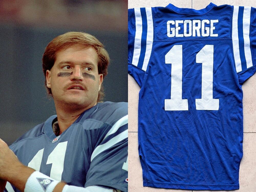 Jeff GEORGE 11 Indianapolis Colts 90s RUSSELL authentic jersey 42 M blue NFL vtg